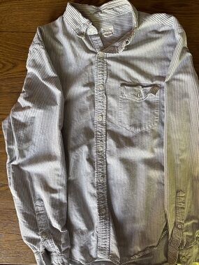 J Crew Vintage Oxford Men's Light Blue and White Striped Button-Down Shirt